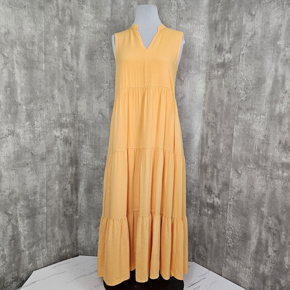 Magari Italy Womens M Tangerine Orange Tiered Sleeveless Maxi Dress